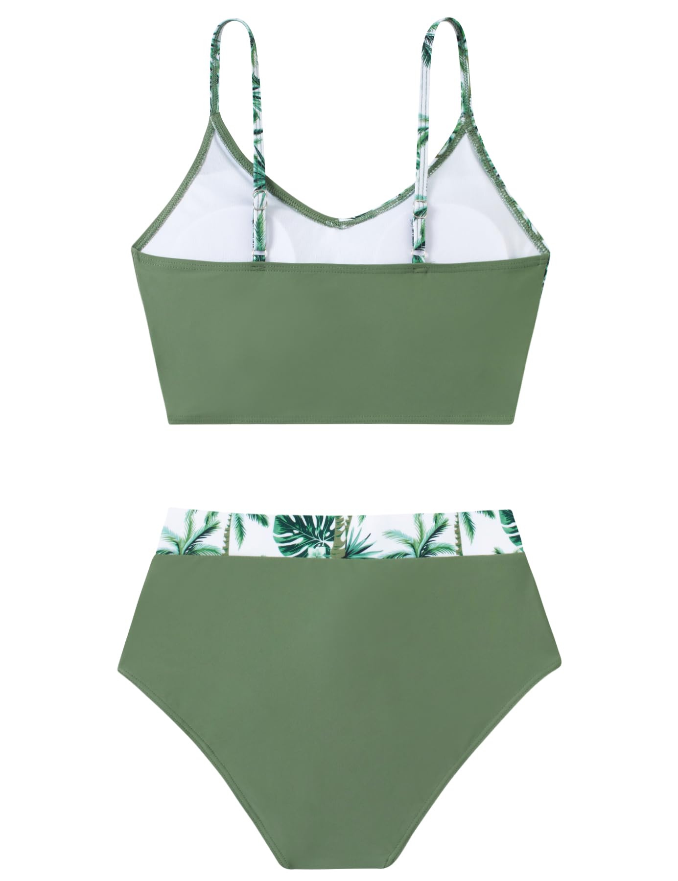 Teen Girls Swimsuit Size 9-16 Two Pieces Bikini Sets with Chest Pad Bathing Suit Color Block Swimwear