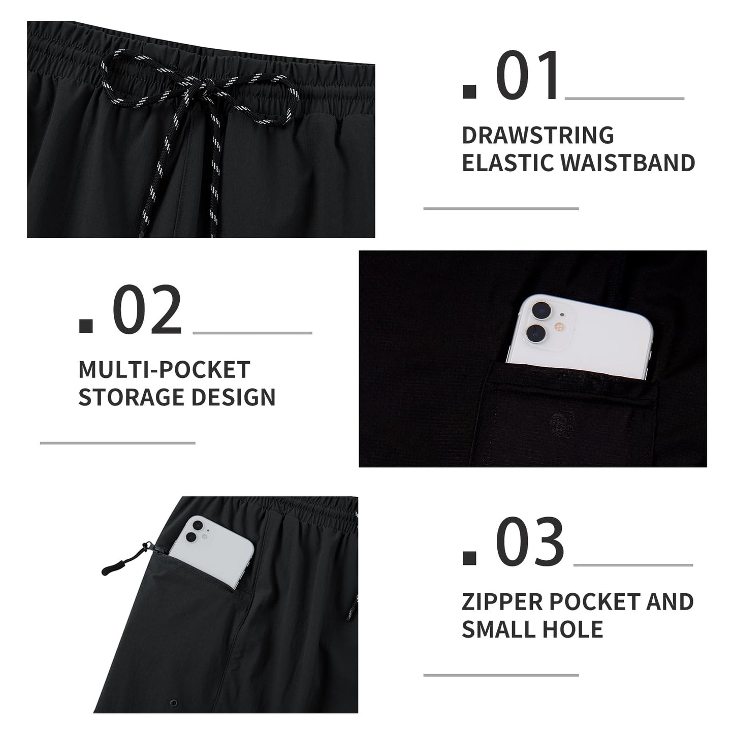 Cozople Mens Swim Trunks with Compression Liner 2-in-1 Quick Dry 9 Inch Board Shorts with Zipper Pockets