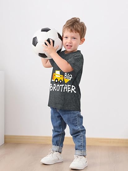 Funnycokid Big Brother T Shirt for Toddler Boys Tee Construction Promoted Short Sleeve 1-6 Years