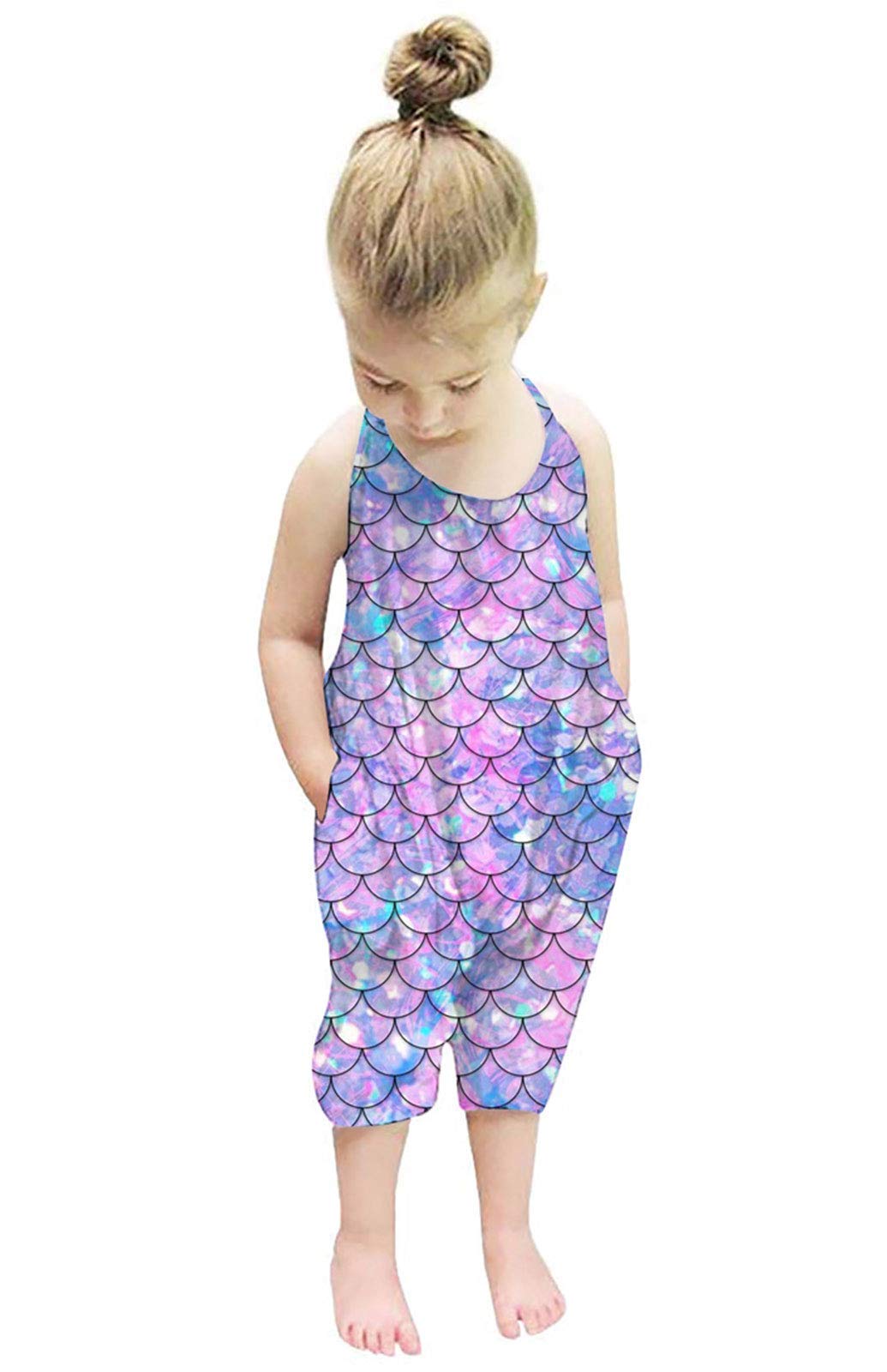 Backless Strap Slouch Jumpsuit for Toddler Girls Cute Harem Halter Romper Pants with Pockets