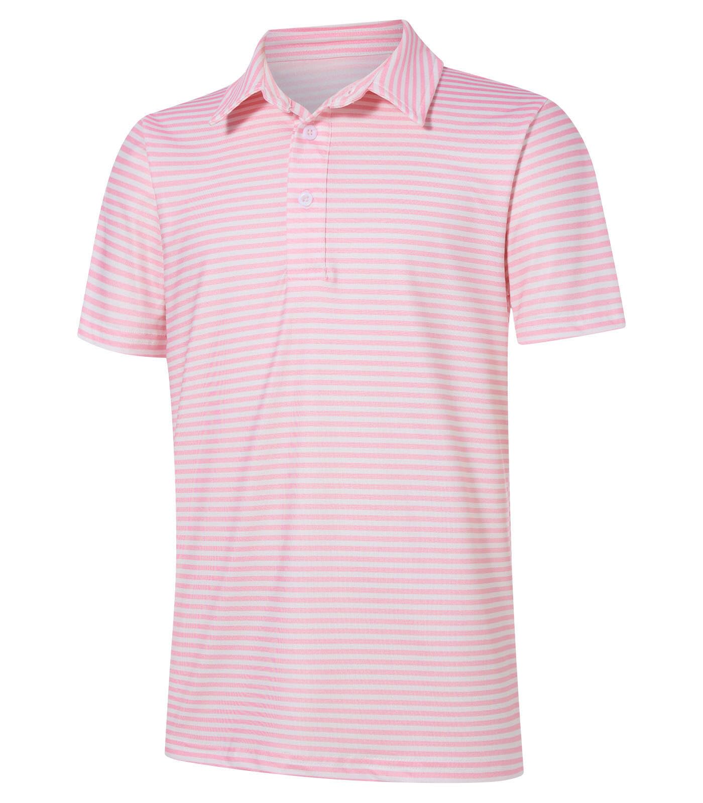 Boys Performance Polo Dry Fit Short Sleeve Golf Stripe Shirt for Active Casual Size 5-14