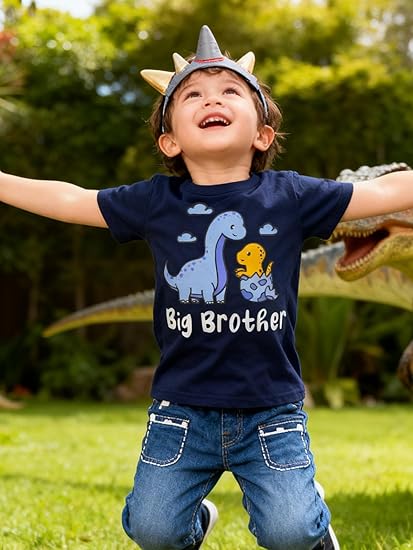 Funnycokid Big Brother T Shirt for Toddler Boys Tee Construction Promoted Short Sleeve 1-6 Years