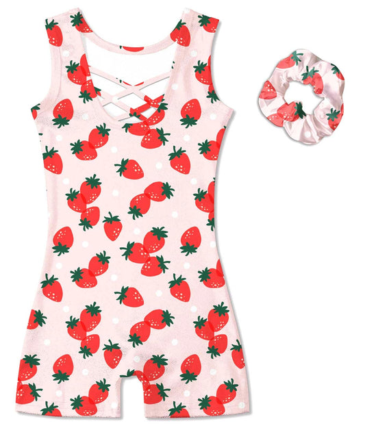 uideazone Gymnastics Leotards for Girls Dance Biketards Leotar with Hair Scrunchi 3-8Y