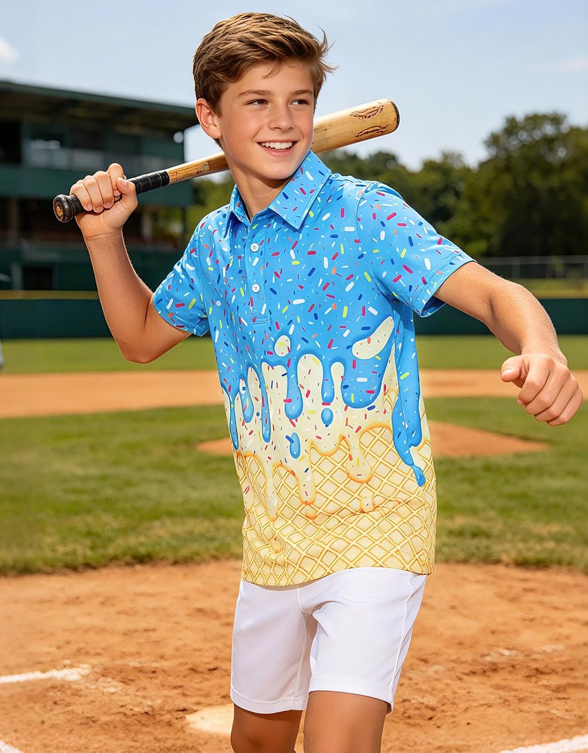 Move Dance Boys Polo Shirt Ice Cream Short Sleeve Golf Clothes 5-14T