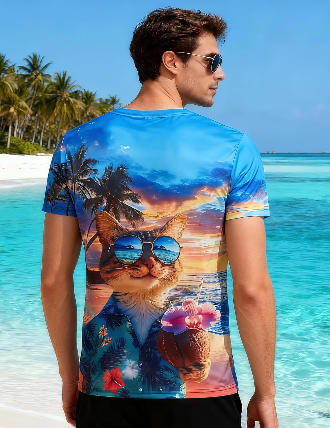 RAISEVERN Mens T-Shirts Cool Novelty Crewneck Short Sleeve Funny Graphic Top Casual Tees for Women
