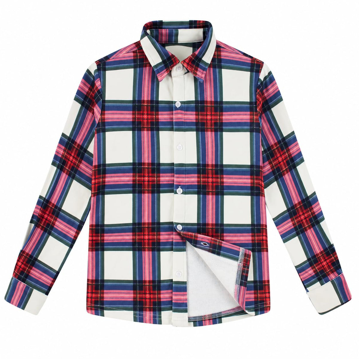 Cozople Boys Long Sleeve Plaid Flannel Button Down Shirt for 7-14 Years