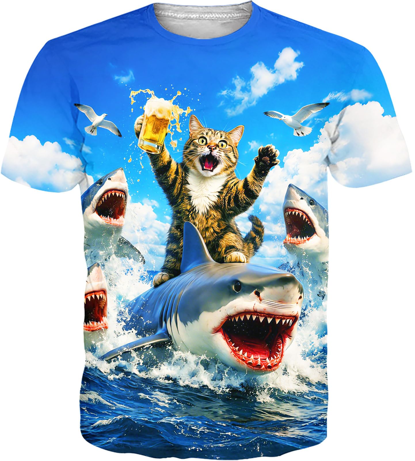 RAISEVERN Mens T-Shirts Cool Novelty Crewneck Short Sleeve Funny Graphic Top Casual Tees for Women