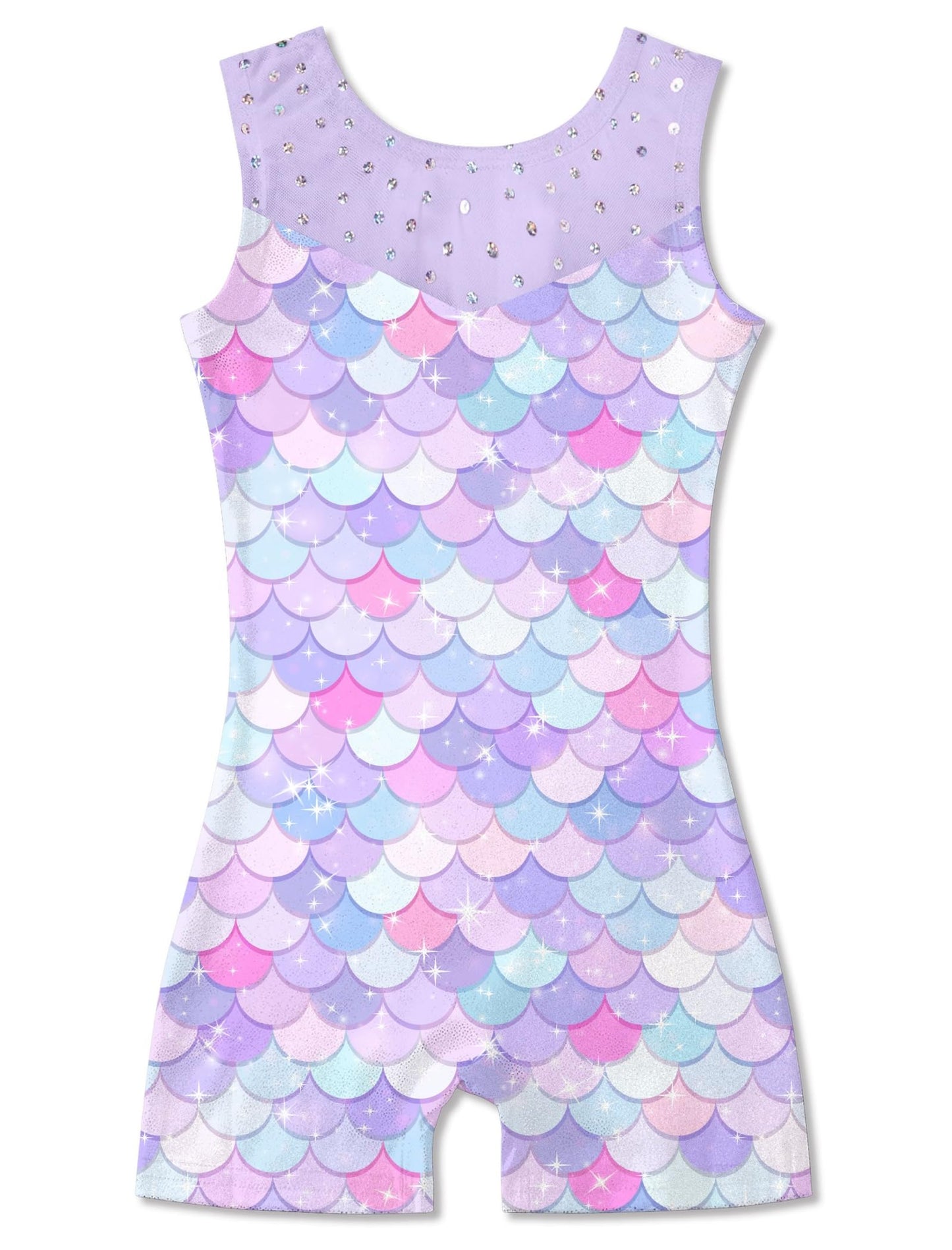 Belovecol Gymnastics Leotards for Girls Sparkly Unitard with Shorts Mesh 4-Way Stretch Tumbling Outfits 2-8T