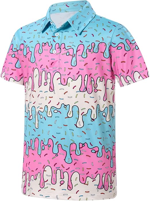Boys Performance Polo Shirt Short Sleeve Golf Clothes for Hawaiian Active Casual Size 5-14