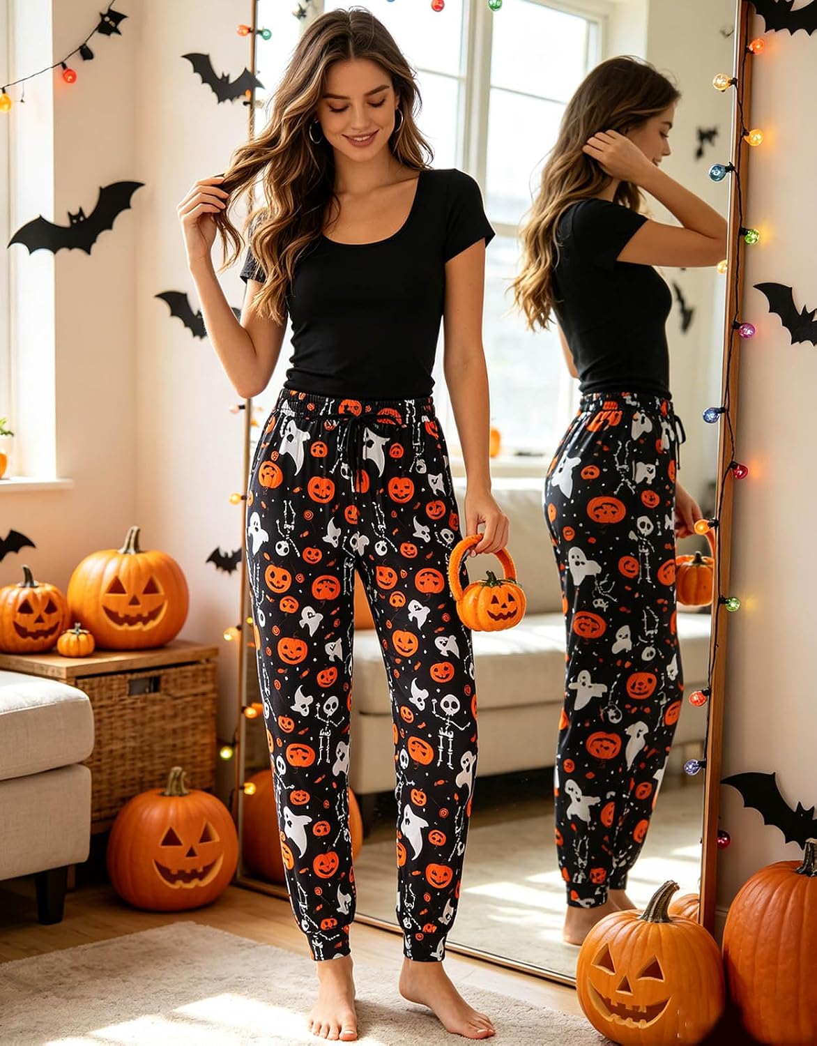 Women's Christmas Pajama Pants Pj Bottoms with Pockets S-XXL
