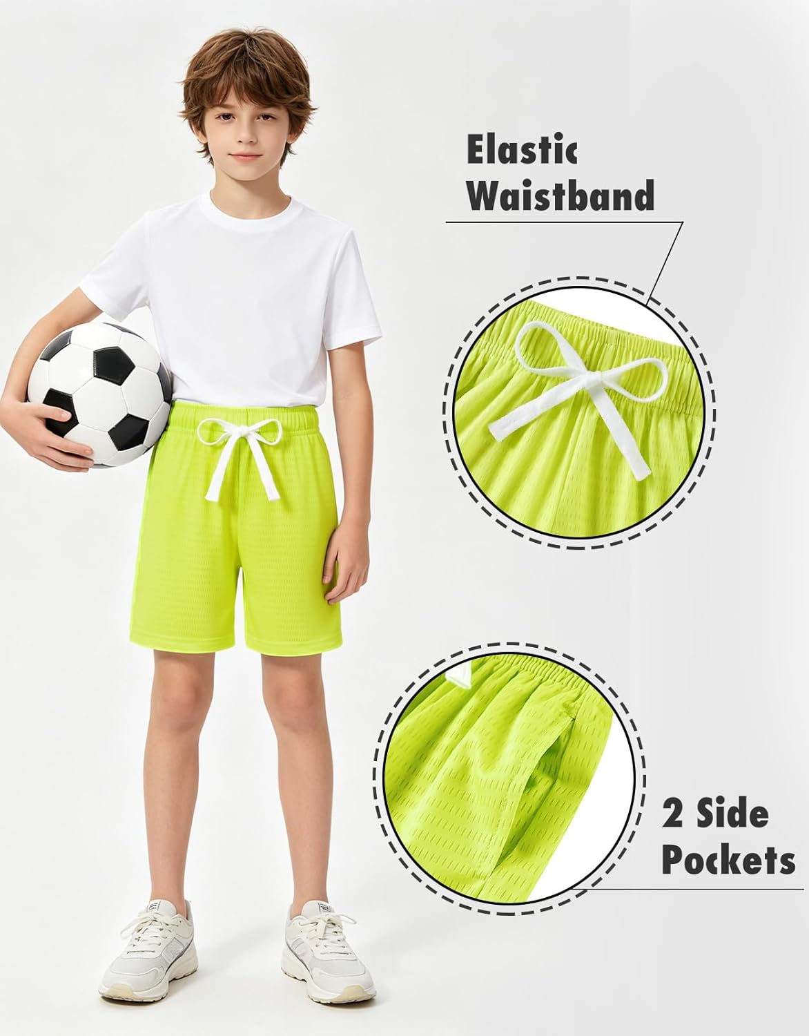 Boys Mesh Athletic Shorts Quick Dry Lightweight Breathable Mesh Shorts with Pockets for Basketball Gym Running Sports