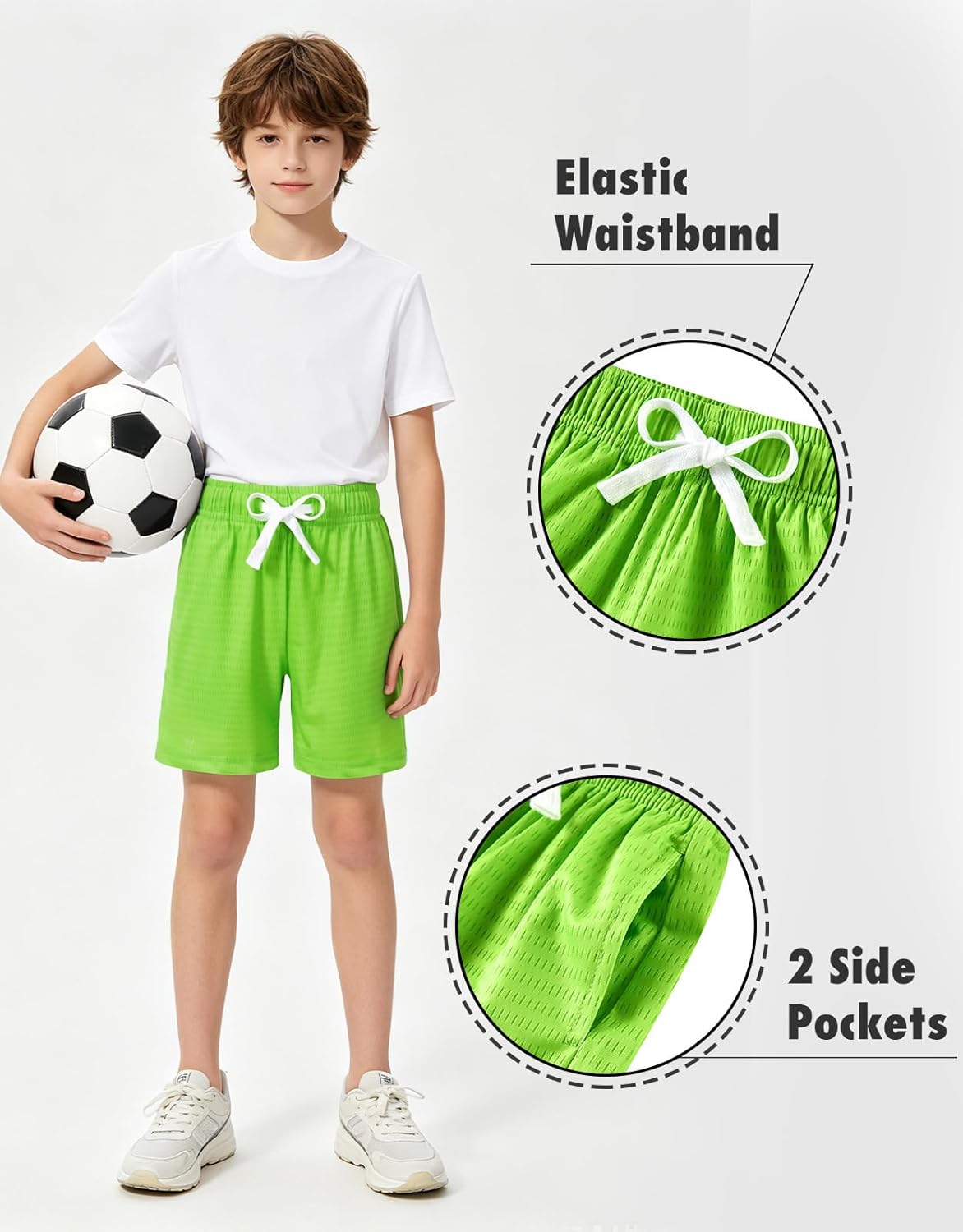 Boys Mesh Athletic Shorts Quick Dry Lightweight Breathable Mesh Shorts with Pockets for Basketball Gym Running Sports