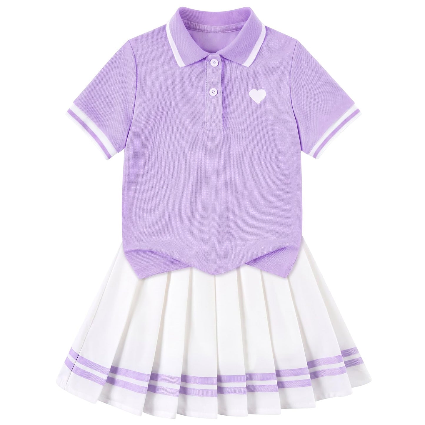 Move Dance Toddler Girls Dress Tennis Clothes Polo Outfit 2 Piece Skirt Set with Shorts 2-7T