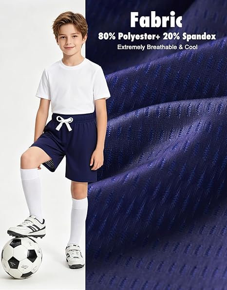 Boys Mesh Athletic Shorts Quick Dry Lightweight Breathable Mesh Shorts with Pockets for Basketball Gym Running Sports