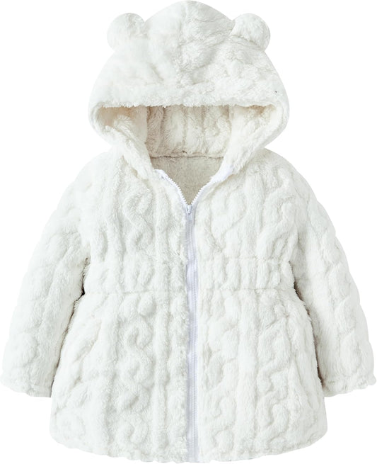 Toddler Girls Fleece Jacket Hooded Zip-up Warm Coats 2-6 Years