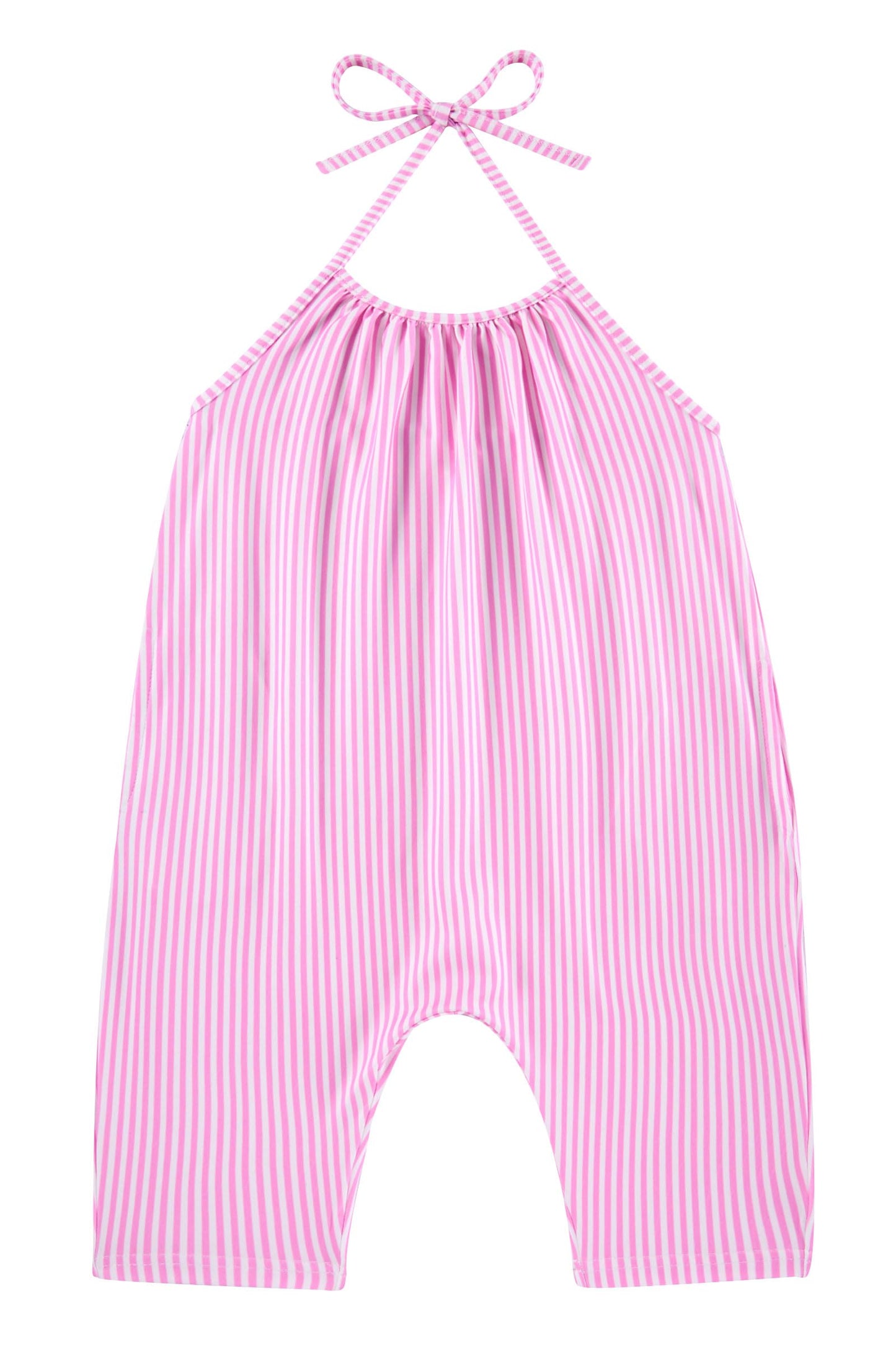 Backless Strap Slouch Jumpsuit for Toddler Girls Cute Harem Halter Romper Pants with Pockets