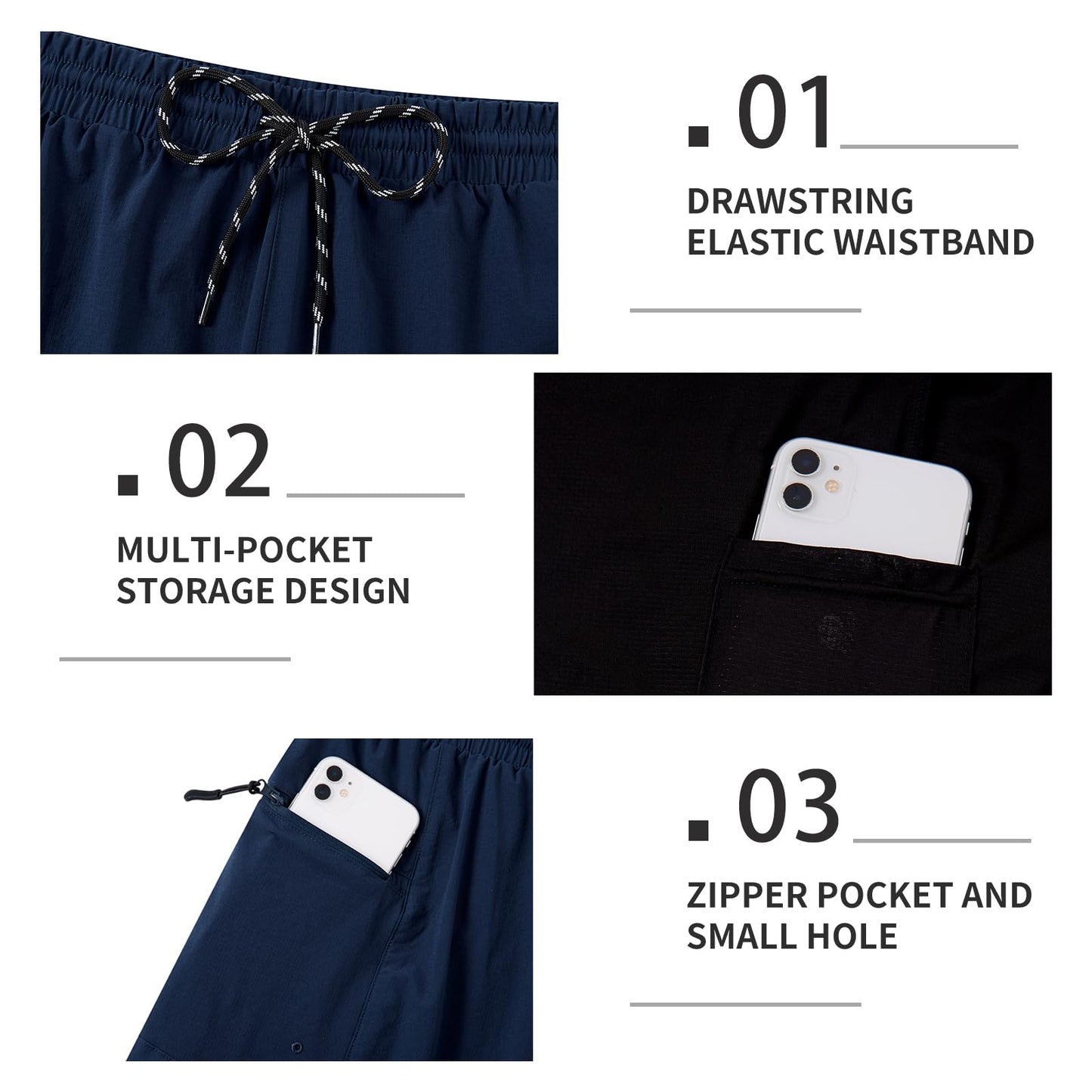 Cozople Mens Swim Trunks with Compression Liner 2-in-1 Quick Dry 9 Inch Board Shorts with Zipper Pockets