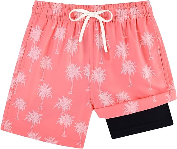 Cozople Boys Swim Trunks with Boxer Brief Liner Compression Swimwear Quick Dry Swim Shorts Bathing Suits 7-20 Years