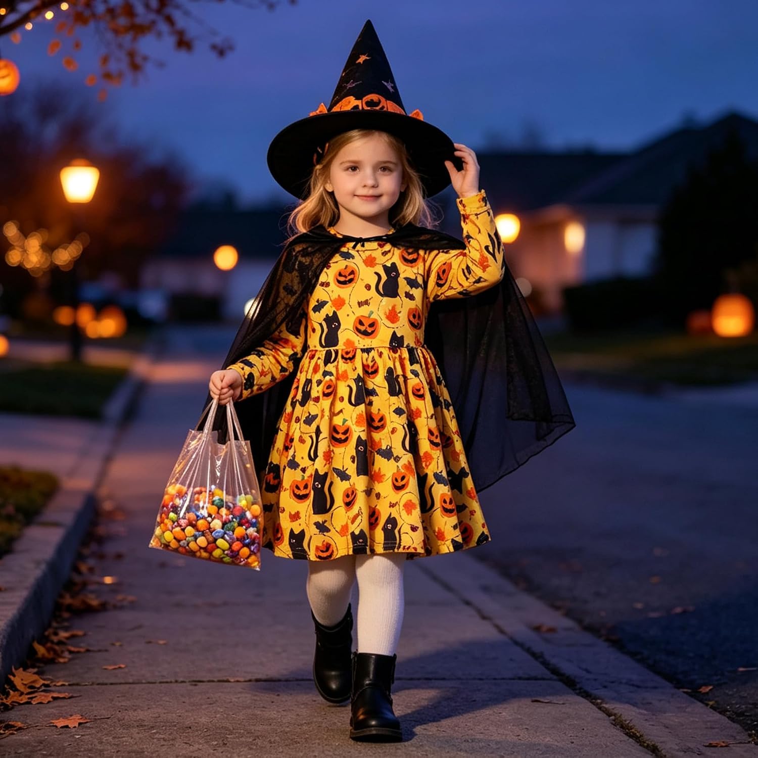 Funnycokid Toddler Girls Dress Long Sleeve Clothes Kids 3-7 Years