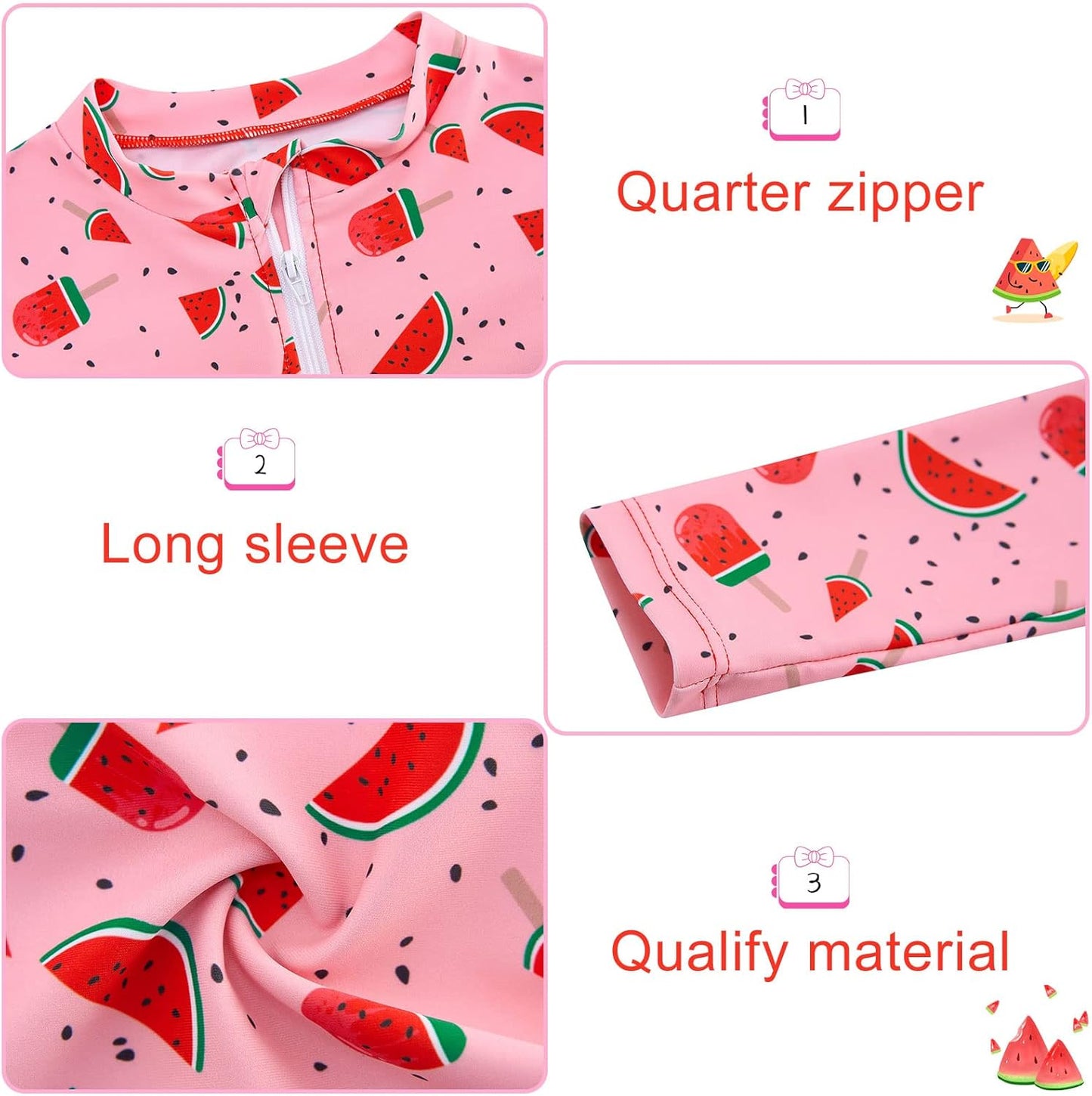 Funnycokid Baby Toddler Girls Swimsuit 4 Piece Bathing Suit Long Sleeve Rash Guard Sets 6 Months - 5 Years