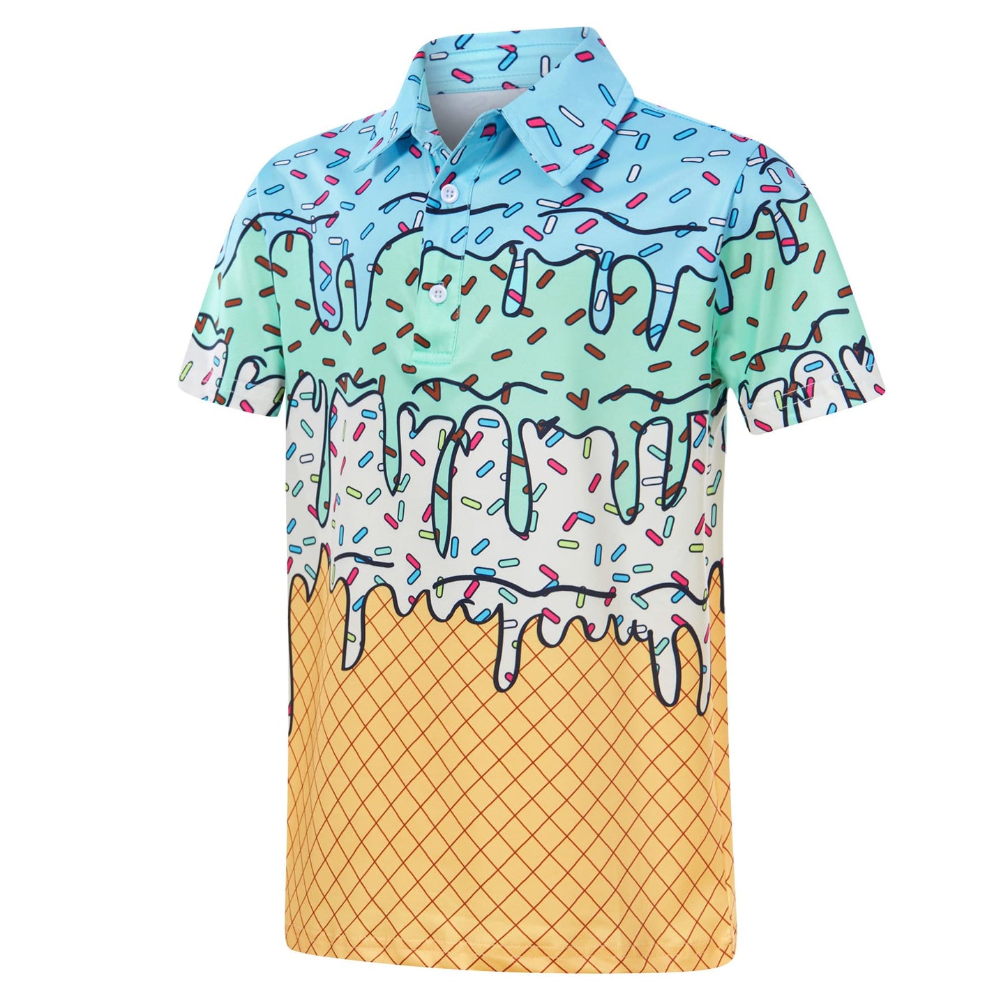 Move Dance Boys Polo Shirt Ice Cream Short Sleeve Golf Clothes 5-14T
