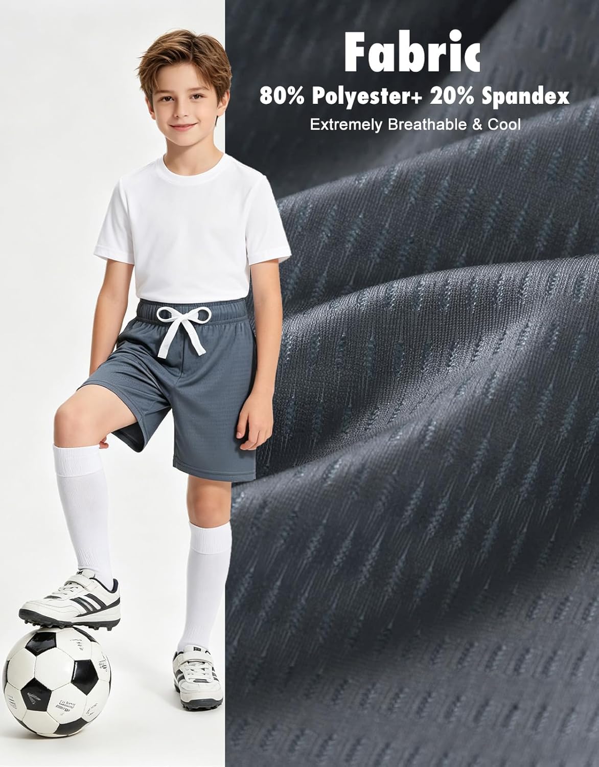 Boys Mesh Athletic Shorts Quick Dry Lightweight Breathable Mesh Shorts with Pockets for Basketball Gym Running Sports