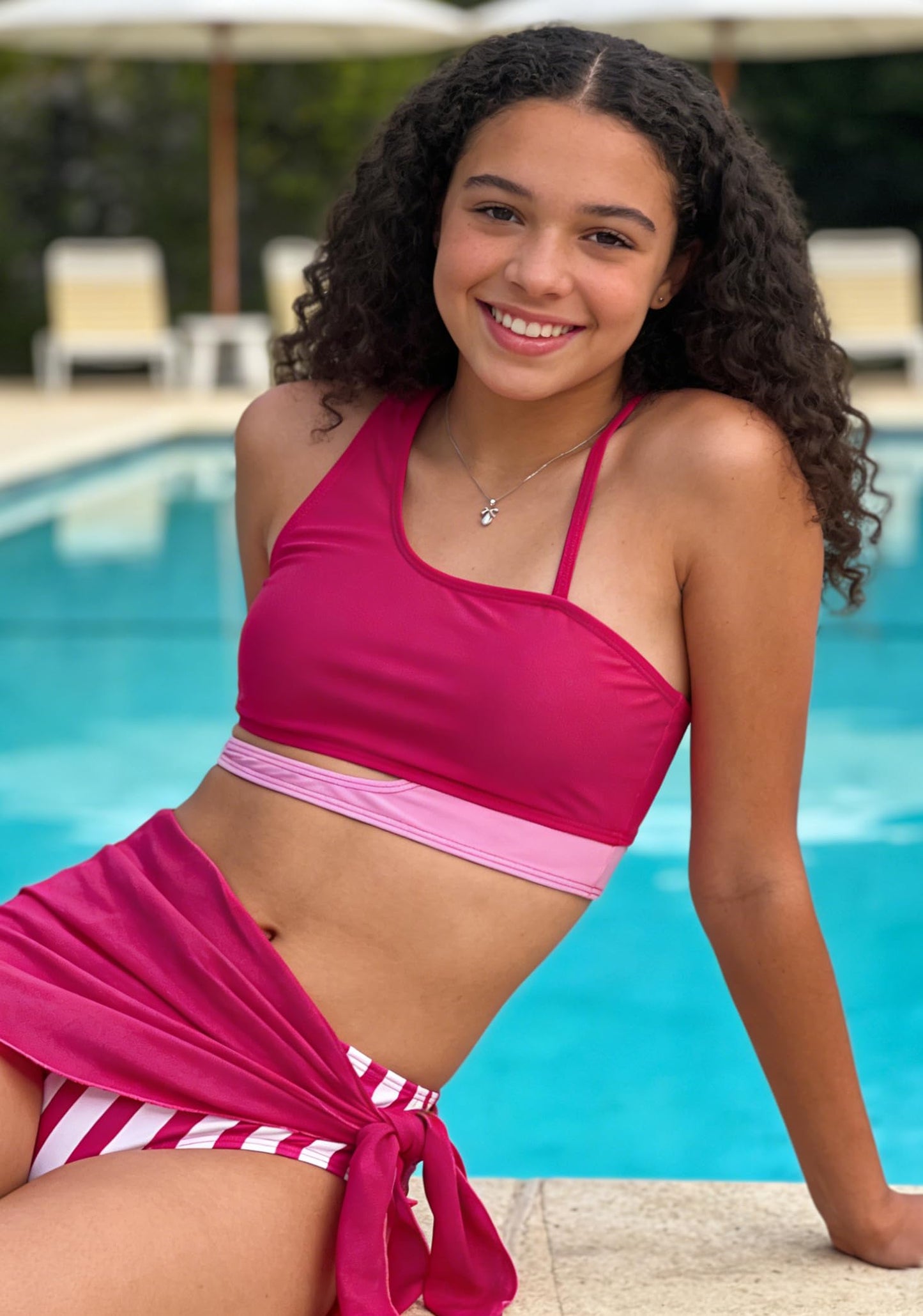Girls Swimsuits 3 Piece Cutout Bikini for Teens Adjustable Straps Quick Dry Bathing Suit with Cover Ups 9-16T