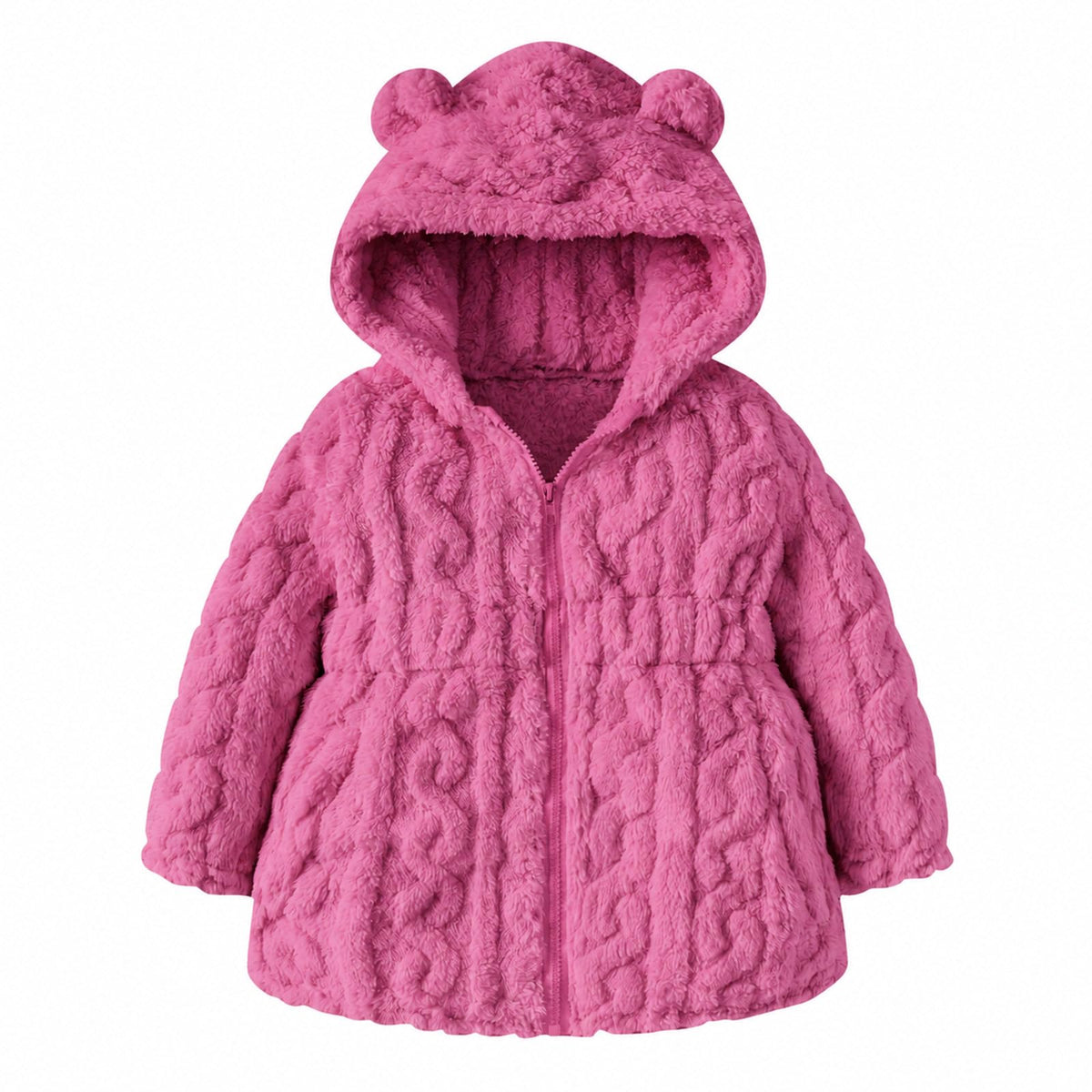 Toddler Girls Fleece Jacket Hooded Zip-up Warm Coats 2-6 Years