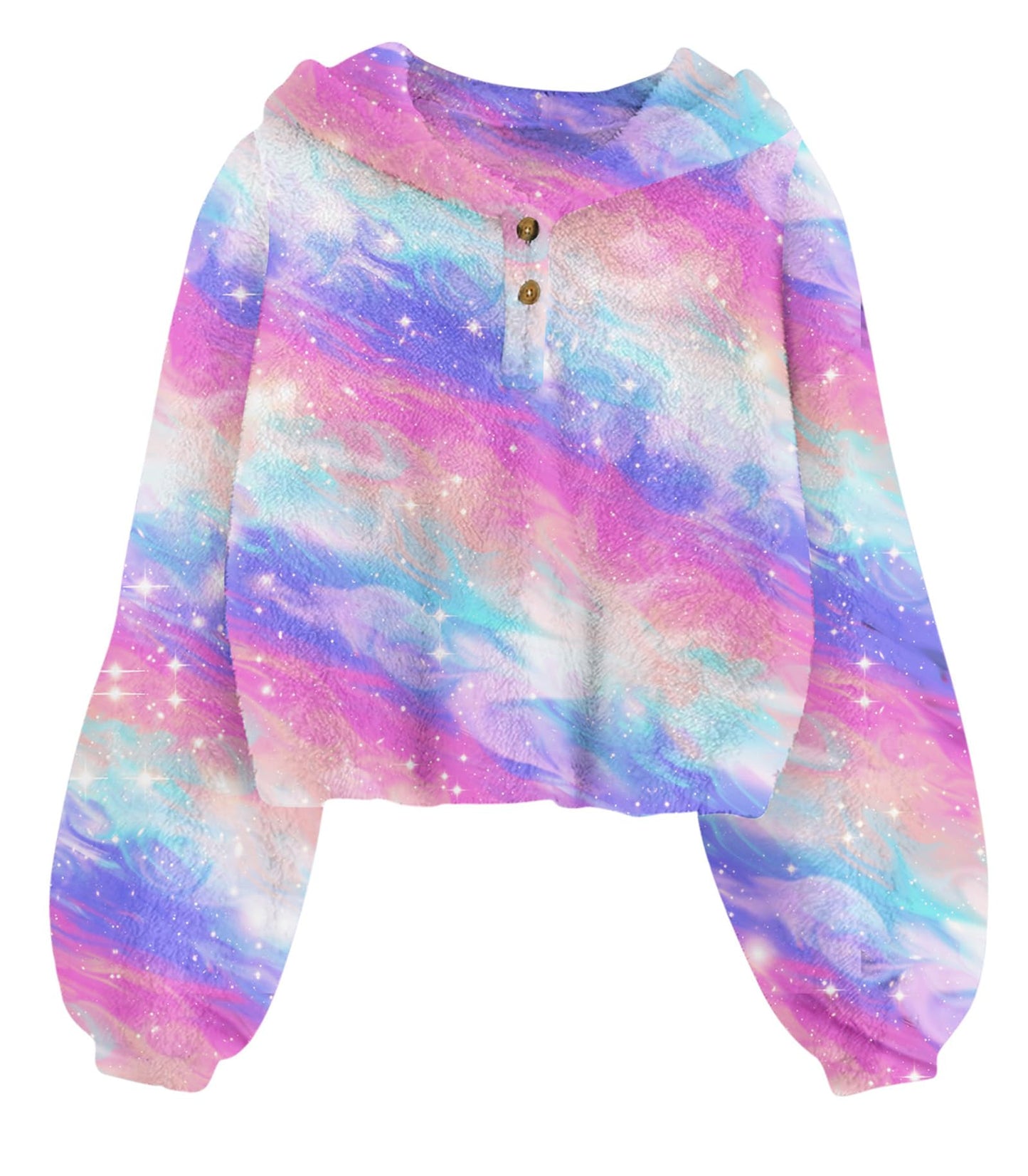 TUONROAD Girl's Fuzzy Hoodies Warm Loose Button Pullover Oversized Sherpa Jacket Coat