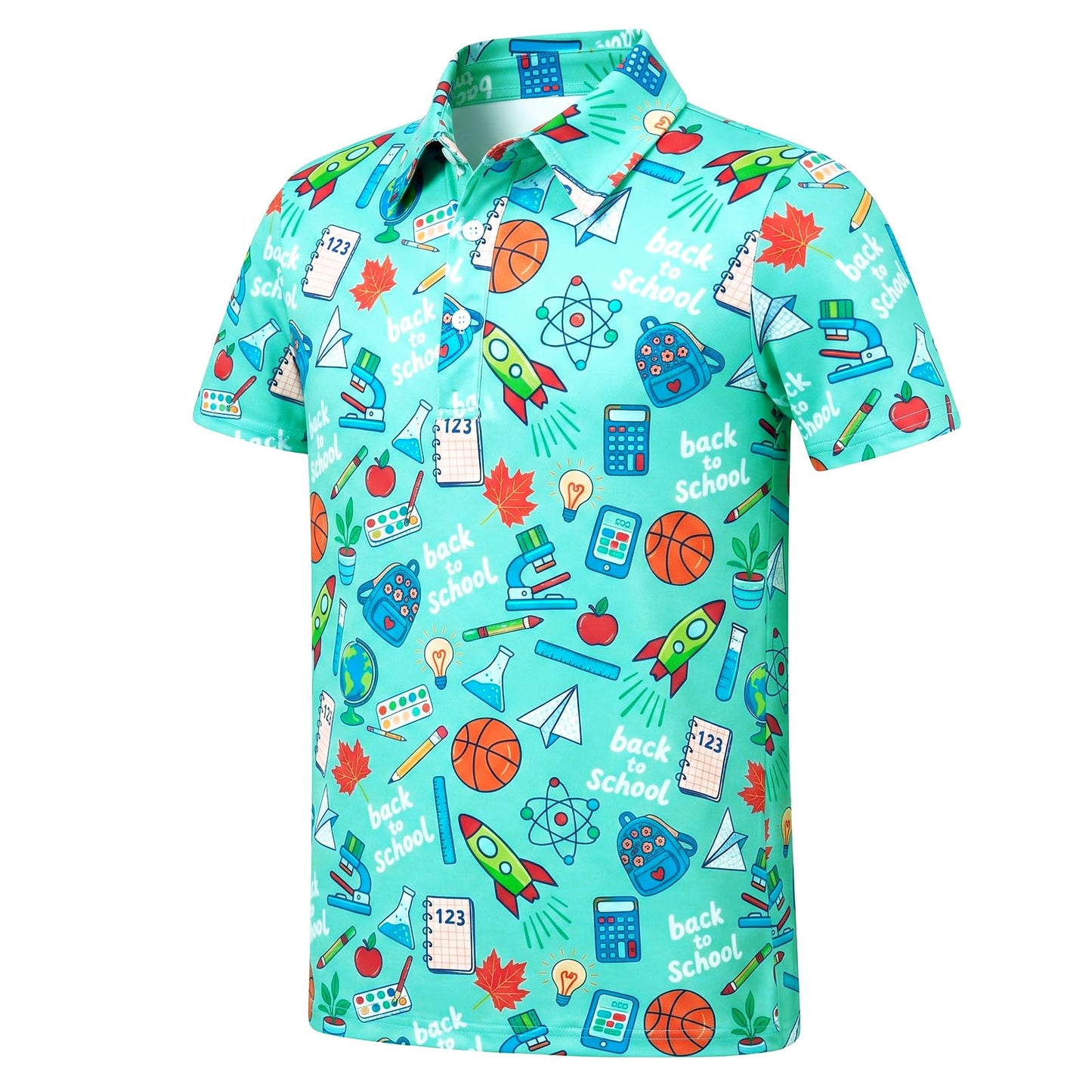 westwolf Boys Hawaiian Polo Shirt Short Sleeve Golf Clothes 5-14T