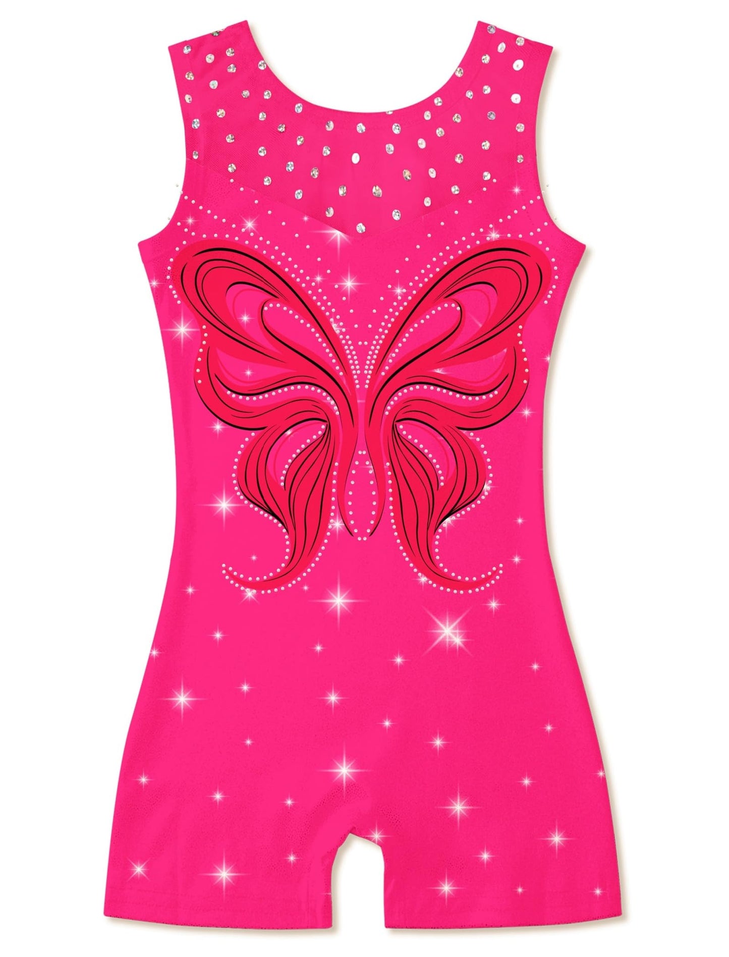 Belovecol Gymnastics Leotards for Girls Sparkly Unitard with Shorts Mesh 4-Way Stretch Tumbling Outfits 2-8T