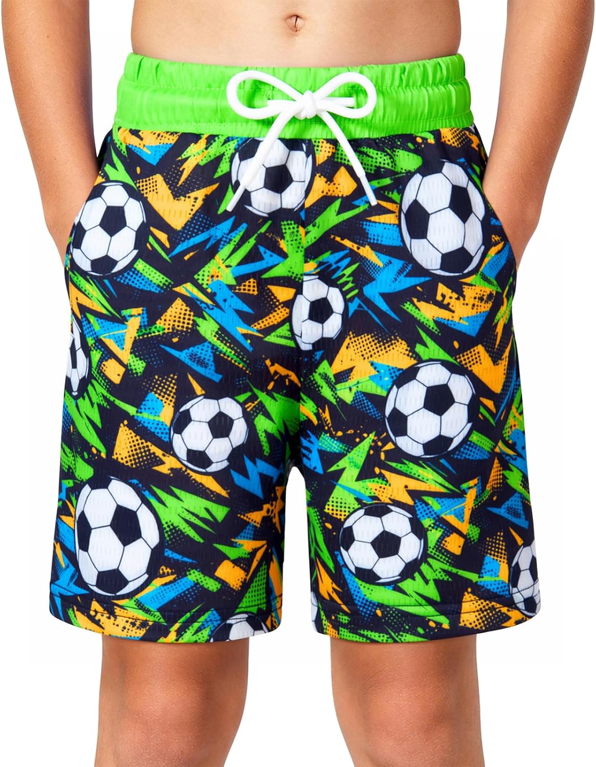 Cozople Boys Mesh Athletic Shorts Quick Dry Breathable 3D Print with Pocket | Boys Running Short Lightweight Stretchy Basketball Short with Drawstring Contrast Waist for 7-14 Years Kids Sport Training