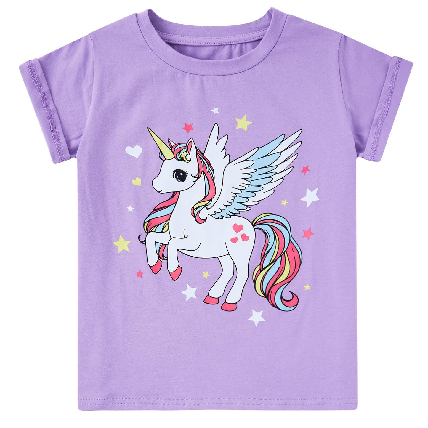 Funnycokid Little Girls T Shirt for Toddler 3-7 Years Kids Tee Graphic Short Sleeve Clothes Tops