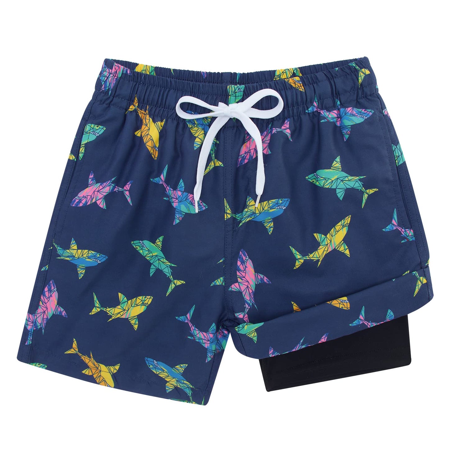 Cozople Boys Swim Trunks Compression Liner Swim Shorts Quick Dry Bathing Suit with Boxer Brief Swimwear 4-10T