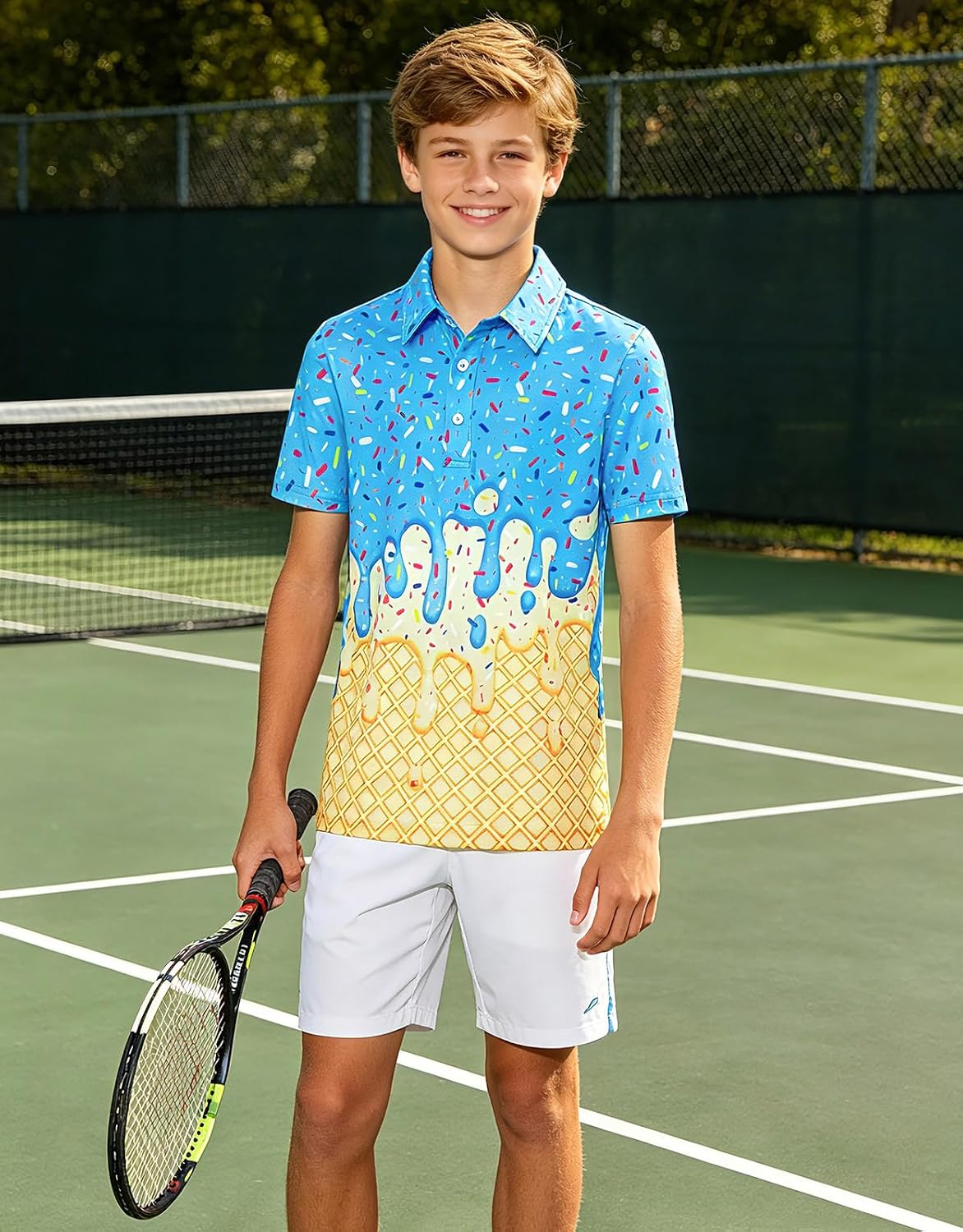 Move Dance Boys Polo Shirt Ice Cream Short Sleeve Golf Clothes 5-14T