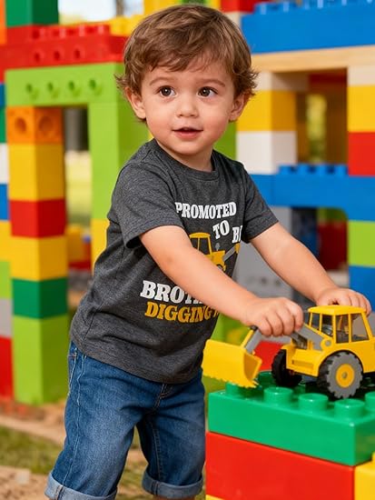 Funnycokid Big Brother T Shirt for Toddler Boys Tee Construction Promoted Short Sleeve 1-6 Years