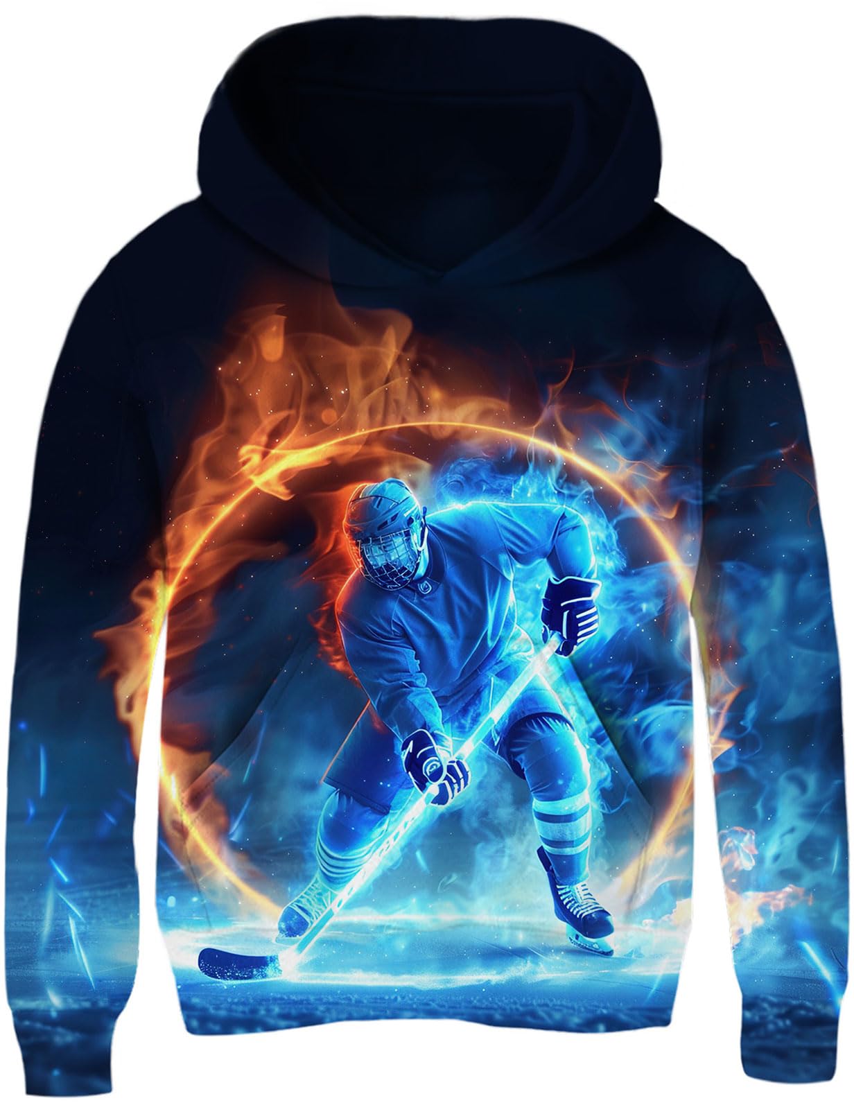 Funnycokid Boys Hoodies Kids 3D Graphic Pullover 6-16 Years | Warm fleece sweatshirt with a hood and front pocket for school and daily wear.