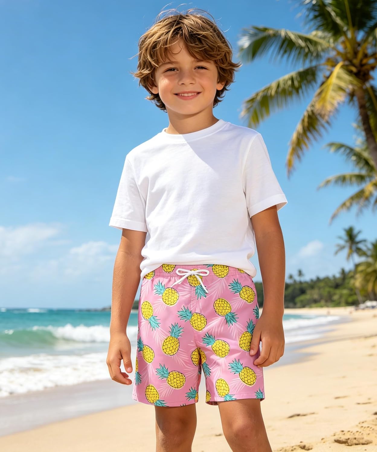 Cozople Boys Swim Trunks Compression Liner Swim Shorts Quick Dry Bathing Suit with Boxer Brief Swimwear 4-10T