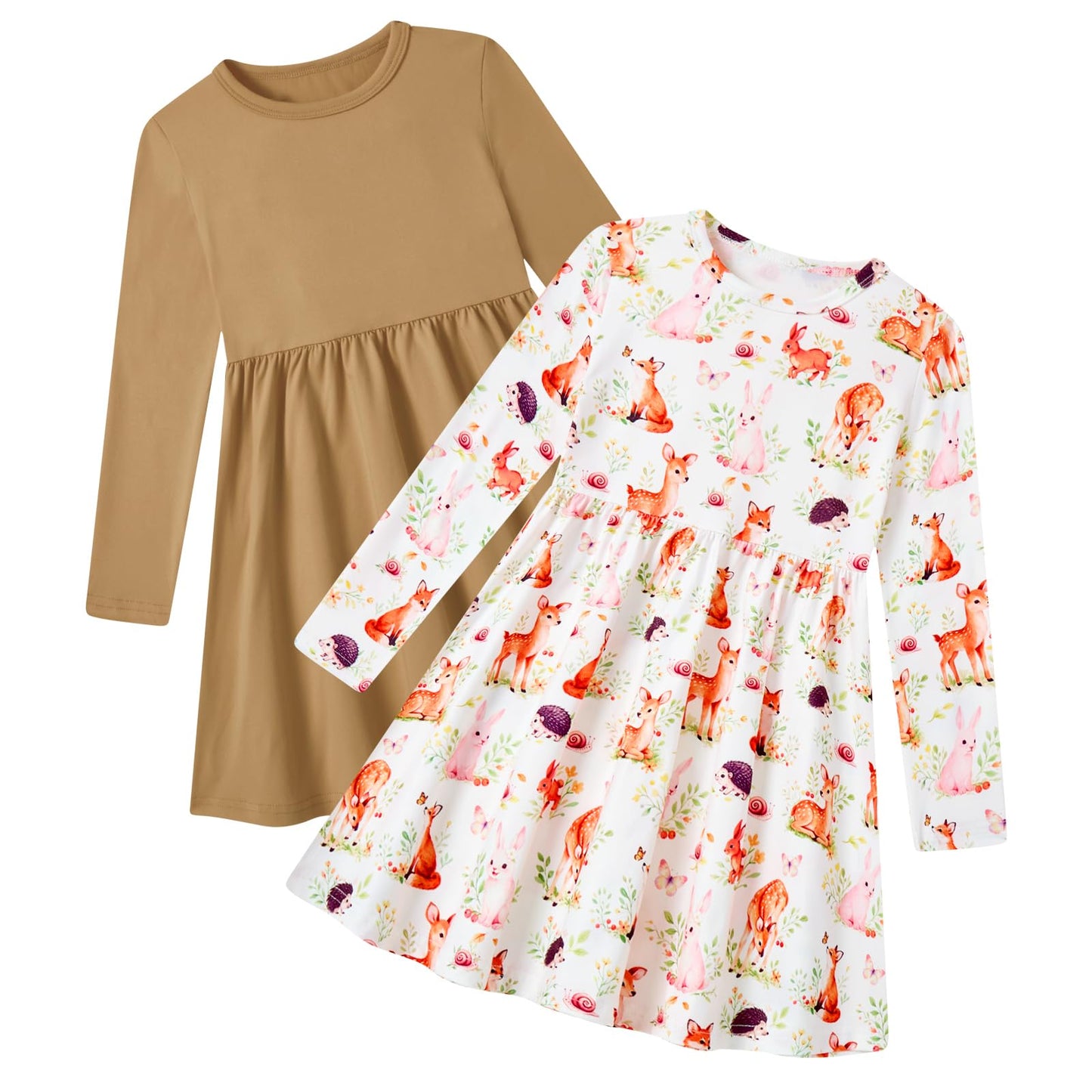 Funnycokid Toddler Girls Dress Long Sleeve Clothes Kids 3-7 Years