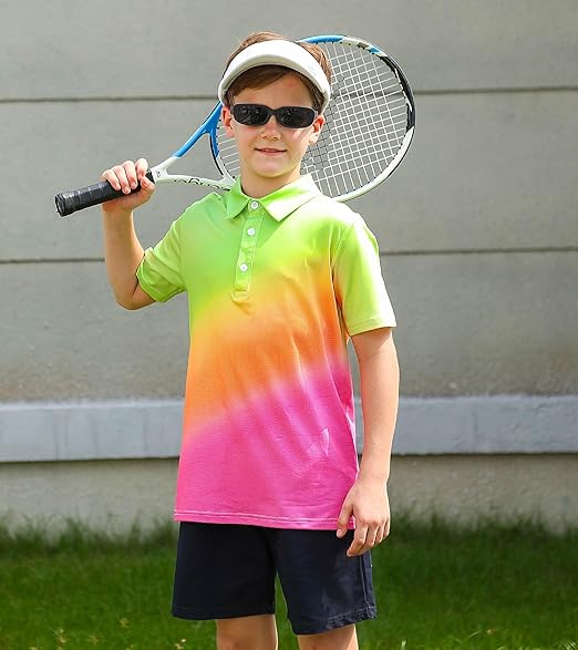 uideazone Boys Polo Shirts Dry Fit Performance Golf Short Sleeve Casual School Uniform Size 5-14