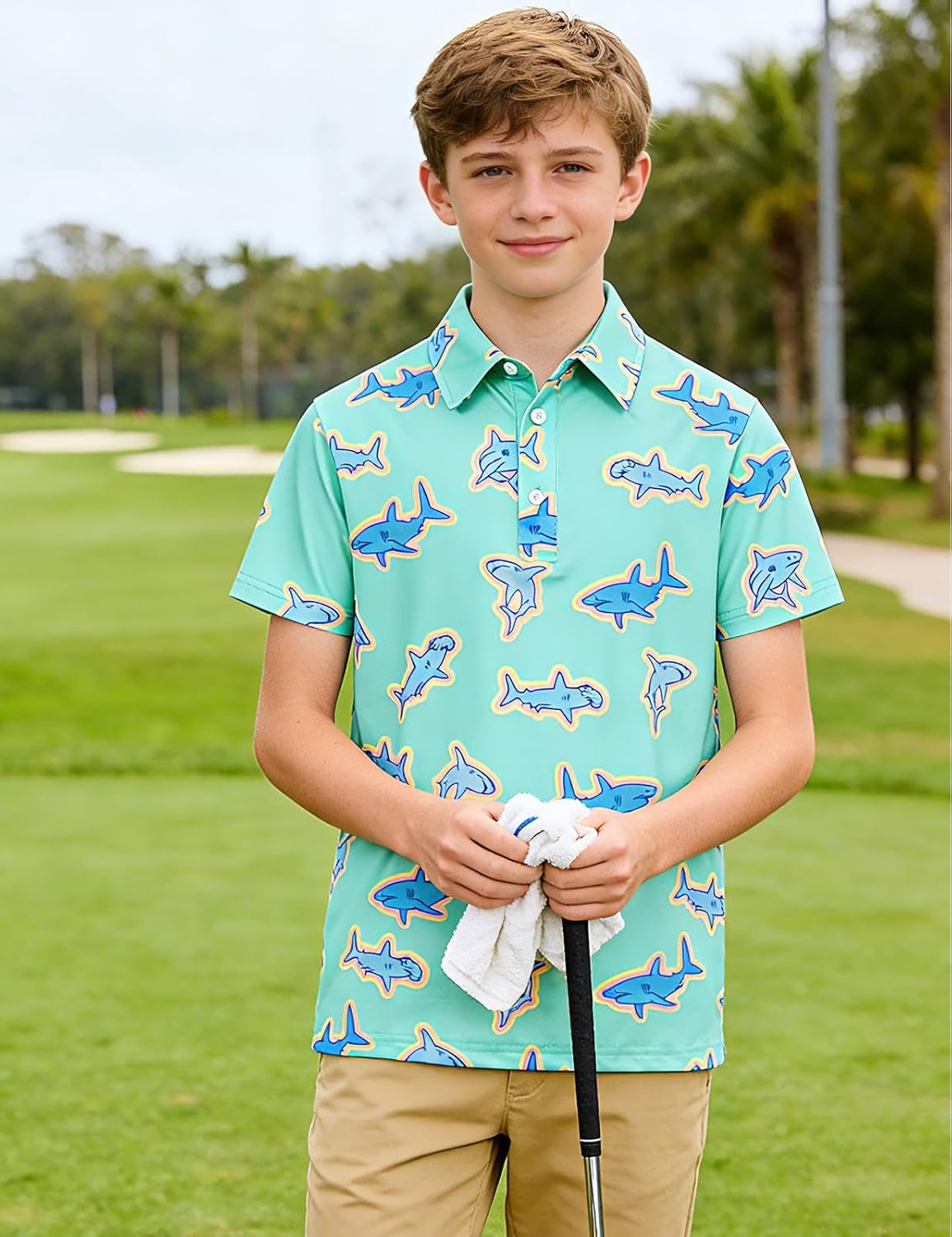 Boys Performance Polo Shirt Short Sleeve Golf Clothes for Hawaiian Active Casual Size 5-14