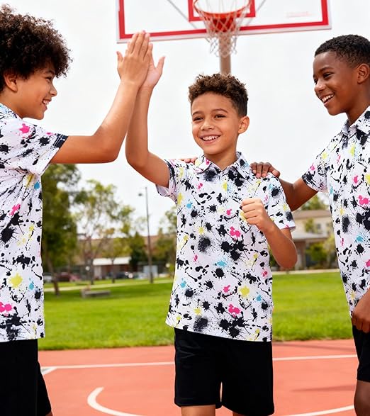 uideazone Boys Polo Shirts Dry Fit Performance Golf Short Sleeve Casual School Uniform Size 5-14
