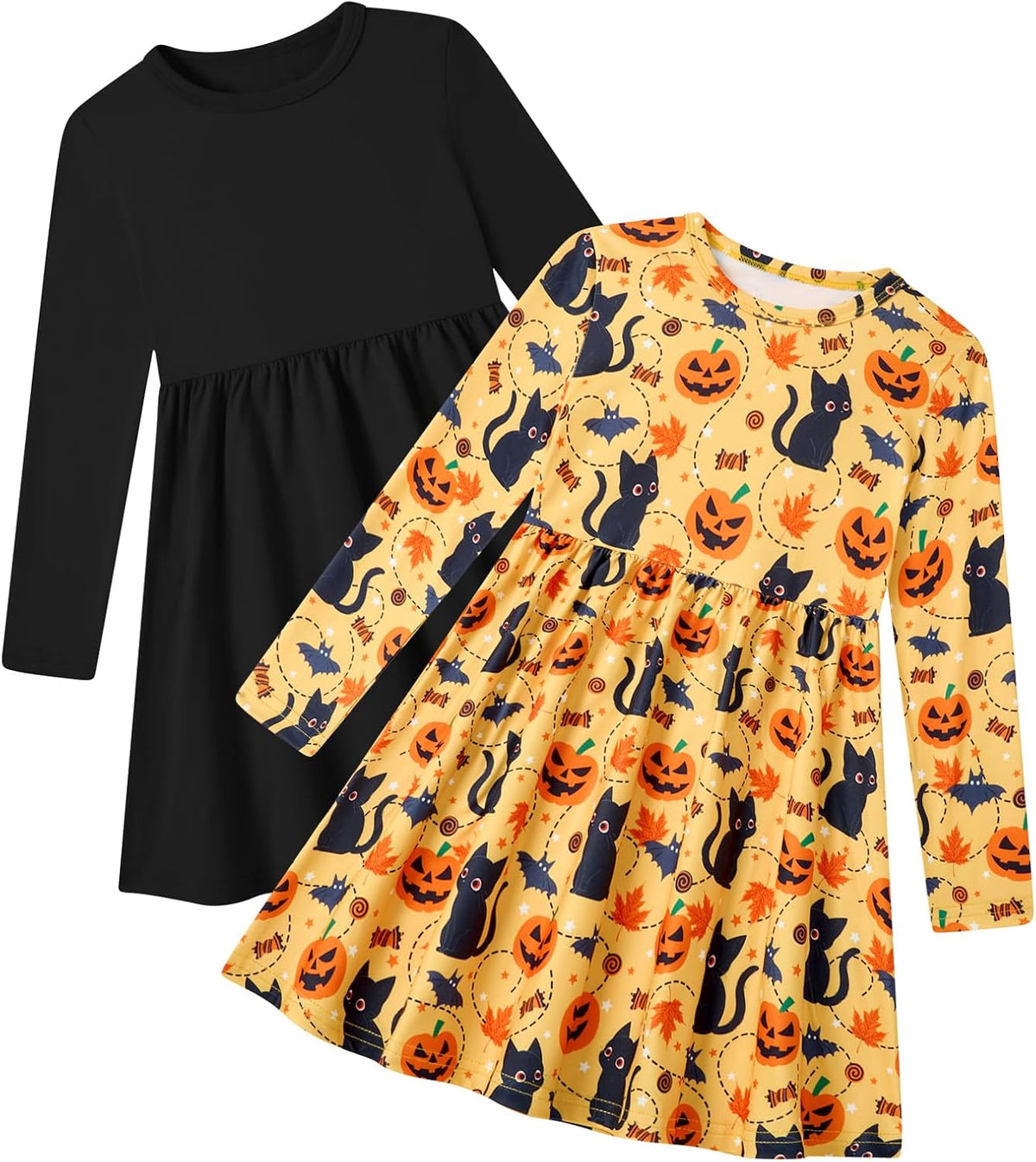 Funnycokid Toddler Girls Dress Long Sleeve Clothes Kids 3-7 Years
