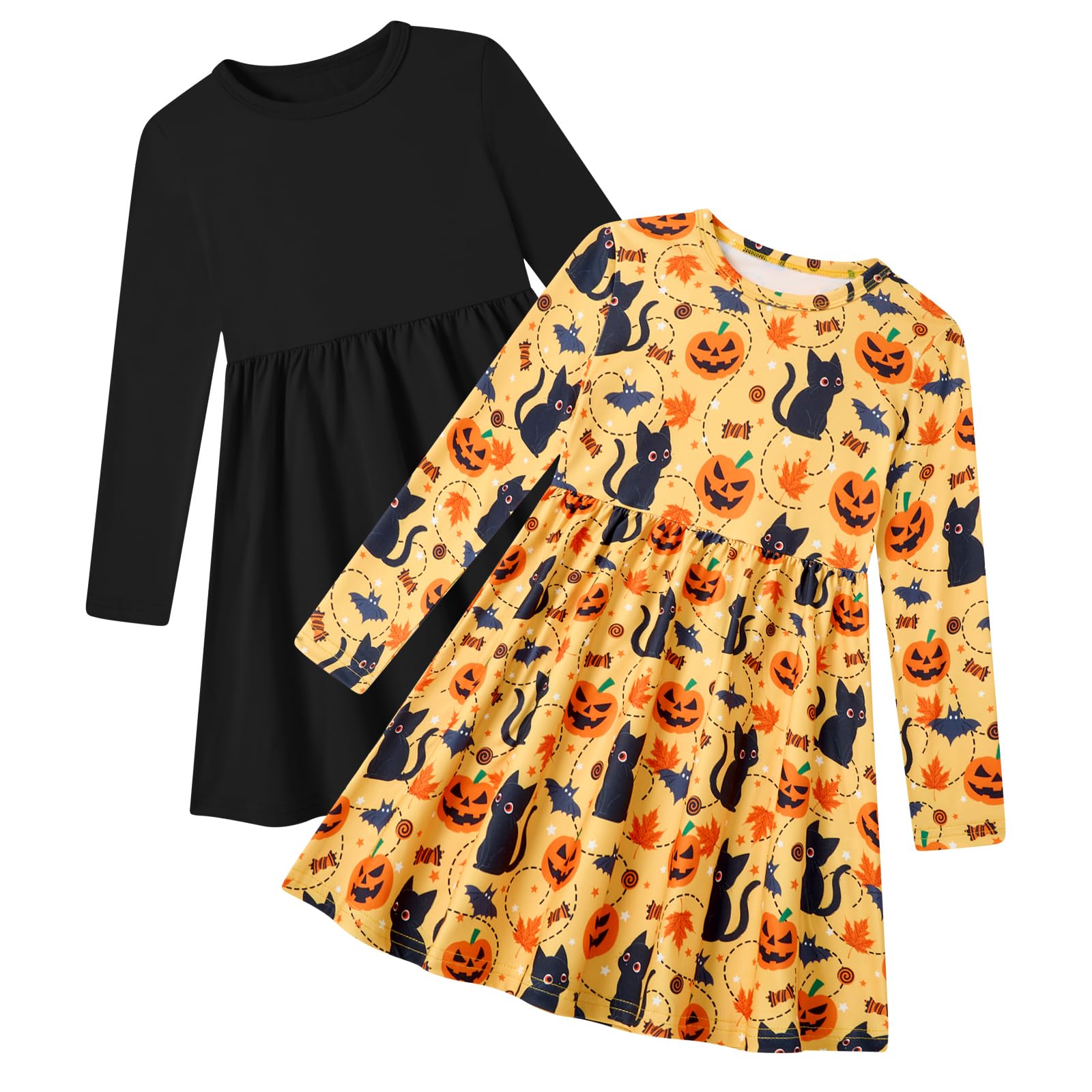 Funnycokid Toddler Girls Dress Long Sleeve Clothes Kids 3-7 Years