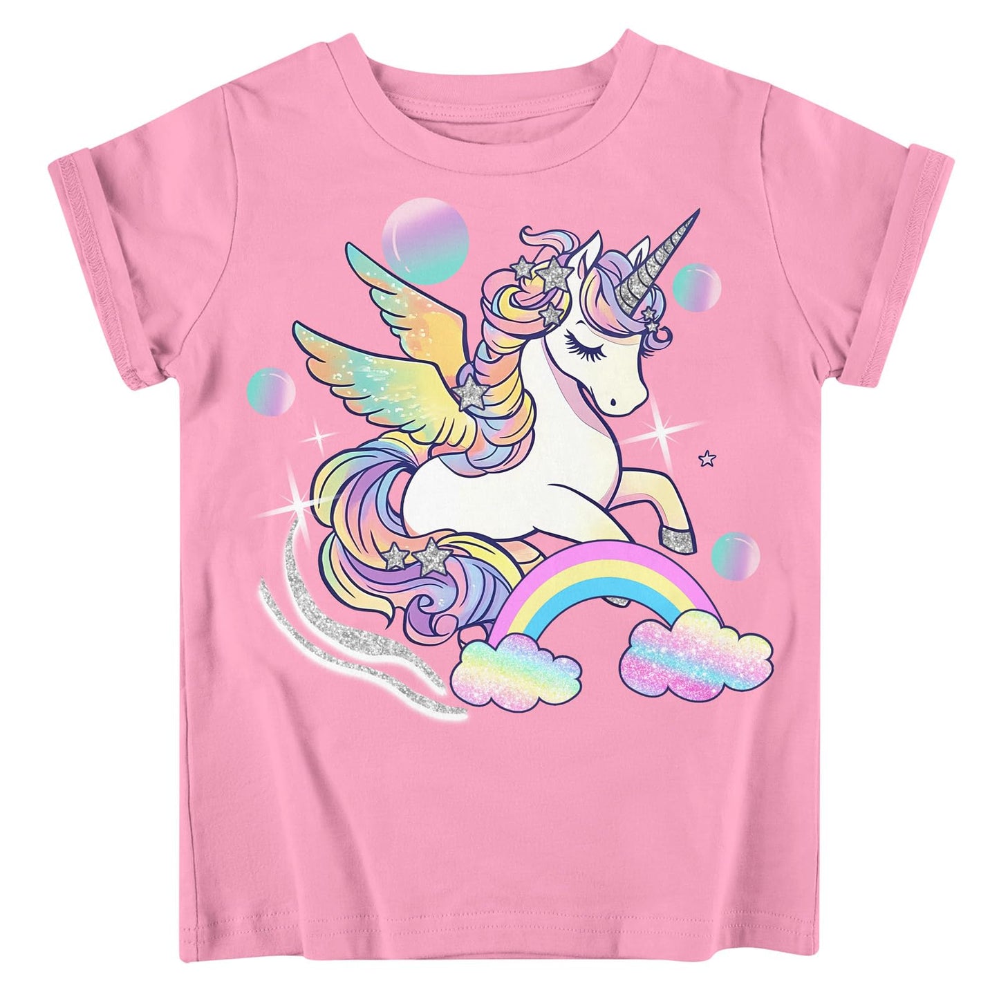 Funnycokid Little Girls T Shirt for Toddler 3-7 Years Kids Tee Graphic Short Sleeve Clothes Tops