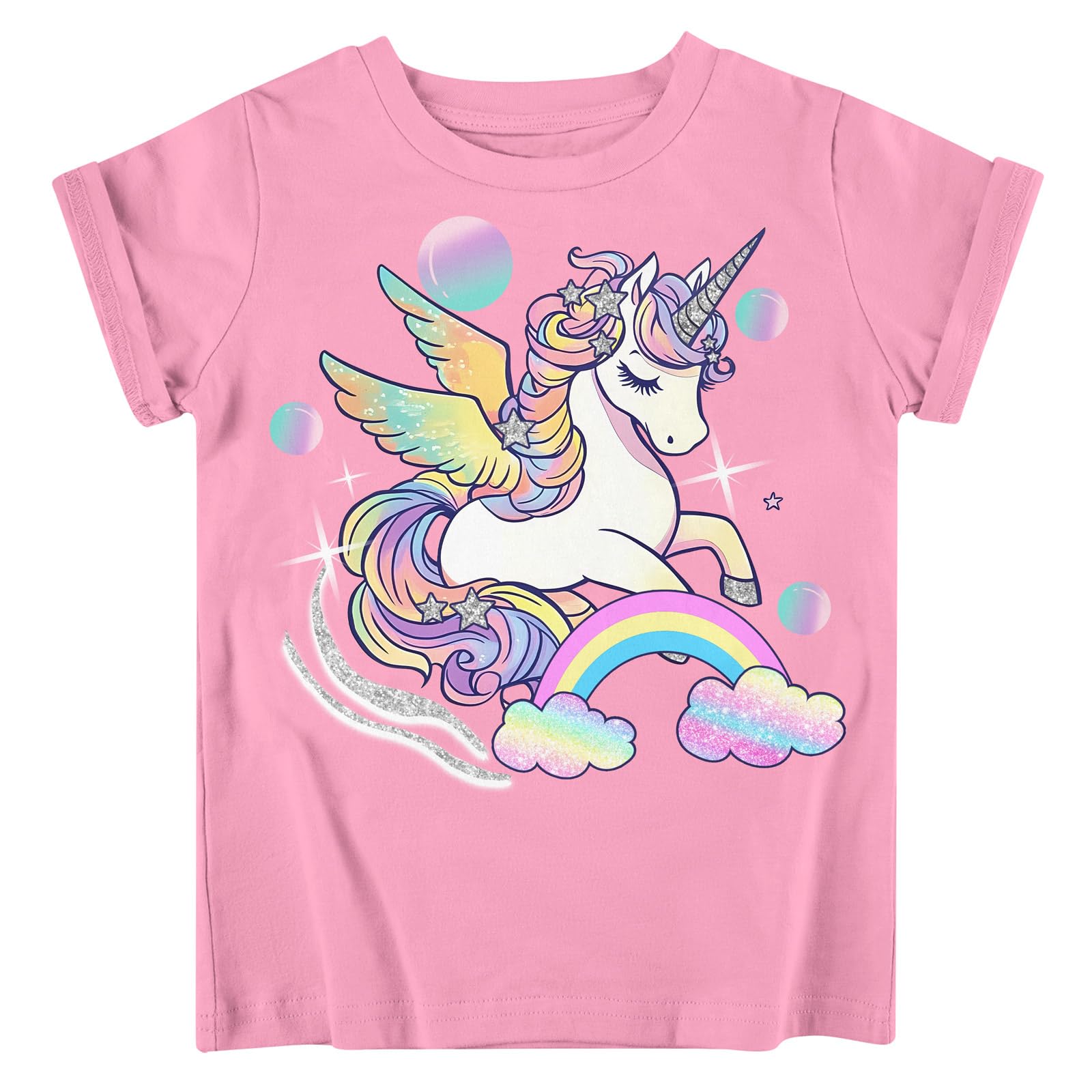Funnycokid Little Girls T Shirt for Toddler 3-7 Years Kids Tee Graphic Short Sleeve Clothes Tops