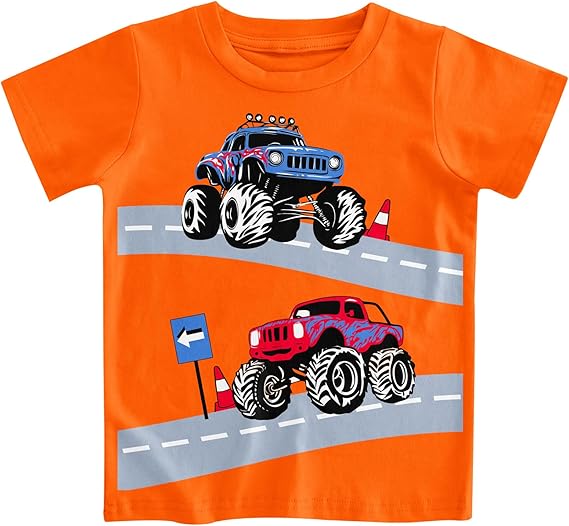 Funnycokid Toddler Boys Shirts Graphic T-Shirt Kids Short Sleeve Tees 2-6 Years