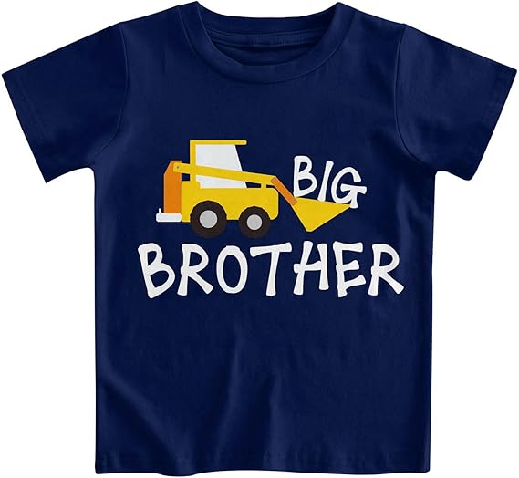 Funnycokid Big Brother T Shirt for Toddler Boys Tee Construction Promoted Short Sleeve 1-6 Years