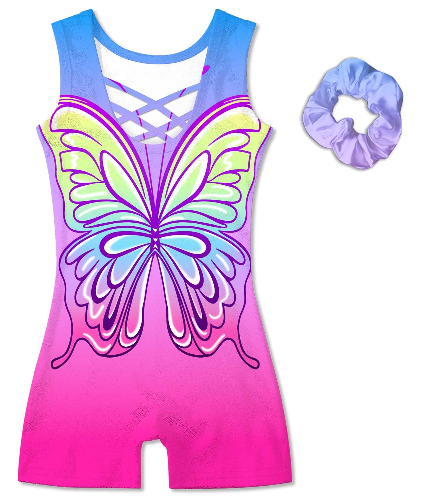 uideazone Gymnastics Leotards for Girls Dance Biketards Leotar with Hair Scrunchi 3-8Y