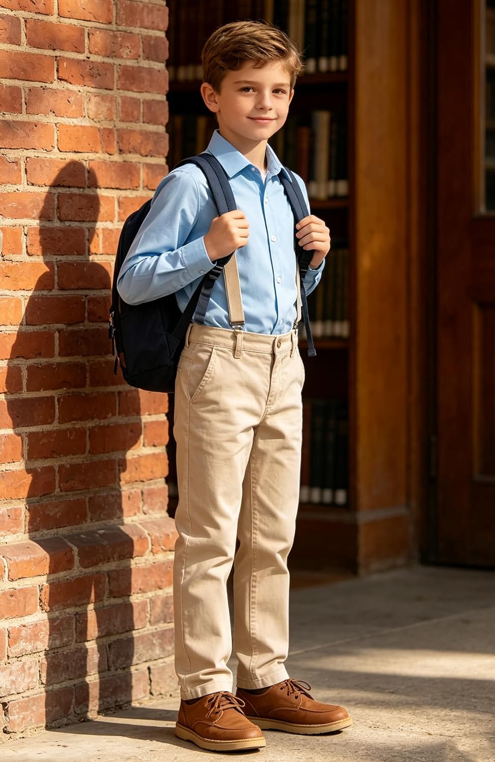 Cozople Boys Long Sleeve Dress Shirt Button Down Wrinkle-Resistant | Soft Smooth Fabric with Classic Spread Collar and Button Cuffs Ideal for School Uniform, Wedding And Formal Events